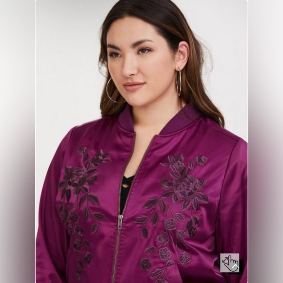 Torrid purple embroidered bomber jacket - Picture 2 of 8